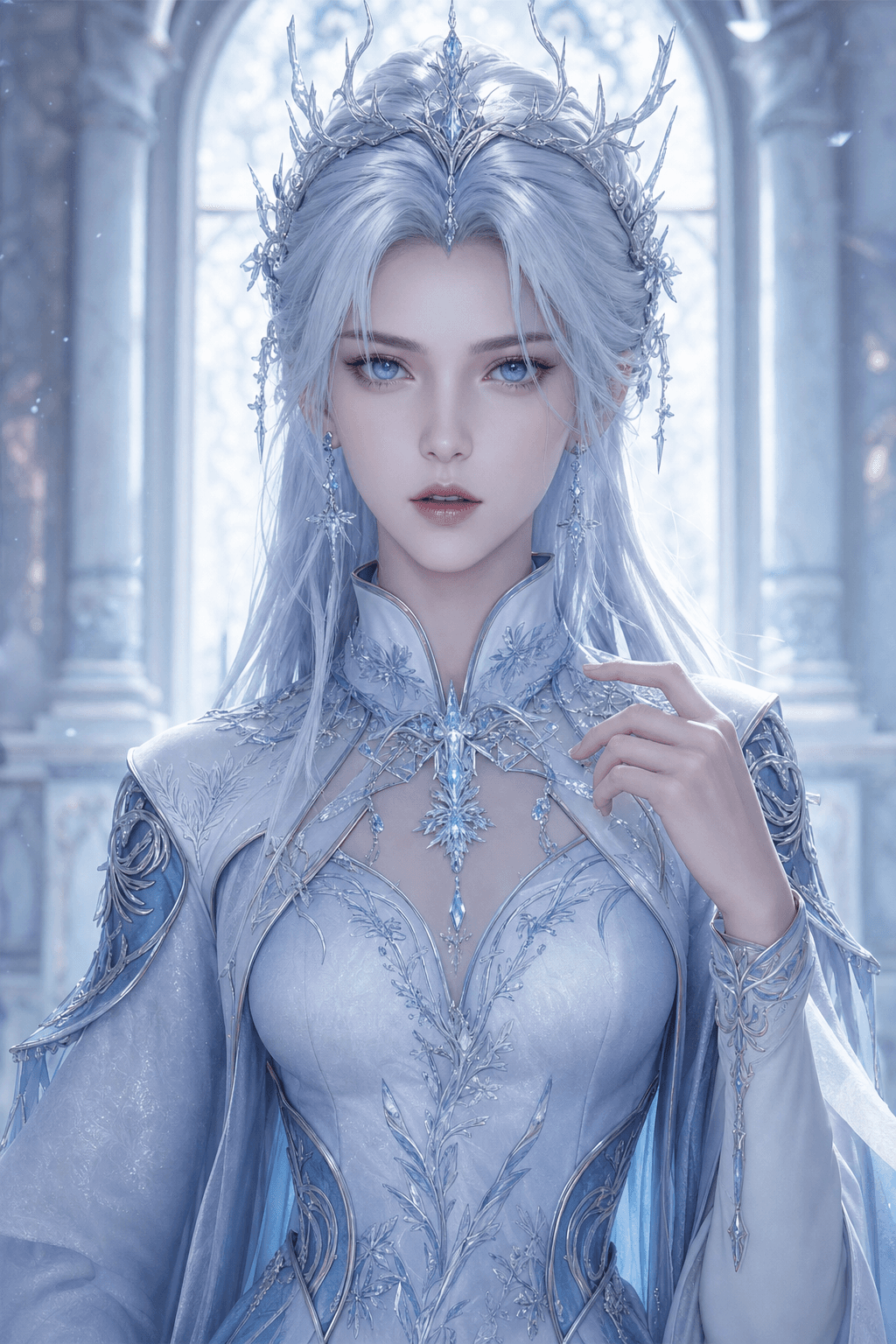 Queen Eirwyn of the White Thorn Court — AI character on vFlip