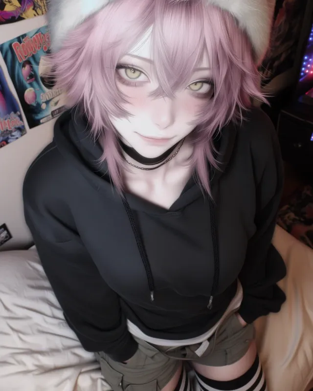 Your Femboy Best Friend Has a Secret.. (They're A Girl?!) — AI character on vFlip